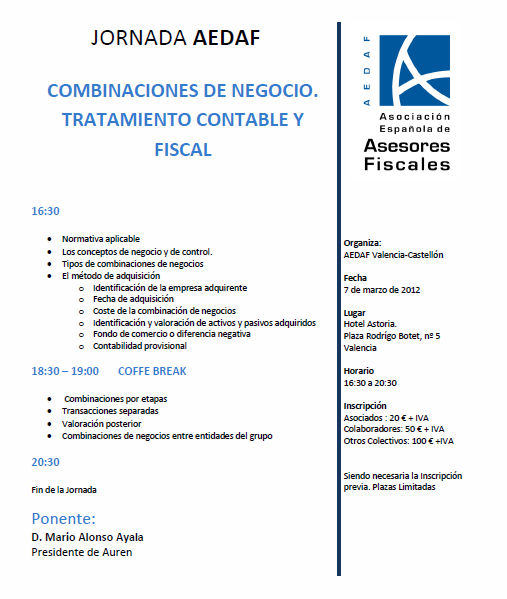 Combinaciones de Negocios. Tratamiento Contable y Fiscal.