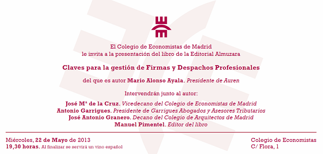 Presentación de mi libro «Claves para la gestión de Firmas y Despachos Profesionales»